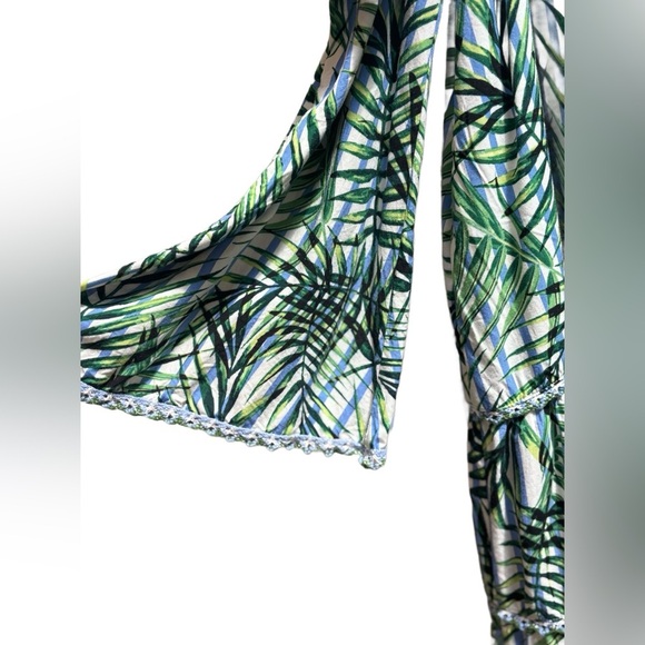 Red Carter Anthropologie Flowy Ruffle Tiered beach coverup dress, palm tree - Picture 7 of 12